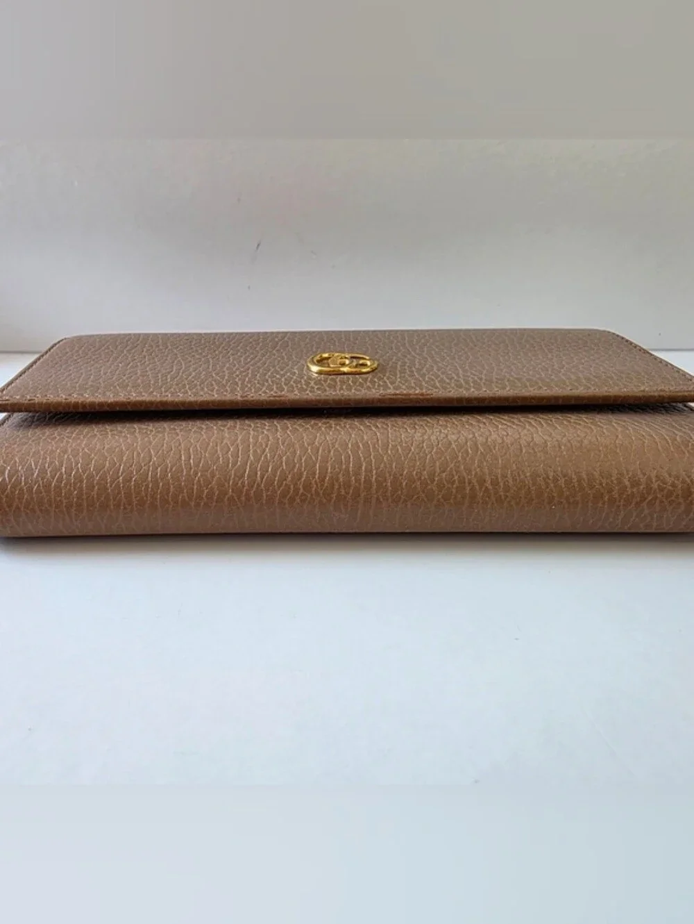 Gucci GG Marmont Taupe Continental Wallet Entrupy COA
